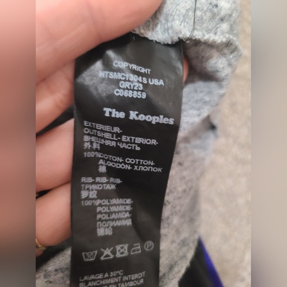 The Kooples Sport Gray Colorblock Collar Pocket T-shirt - Picture 3 of 3